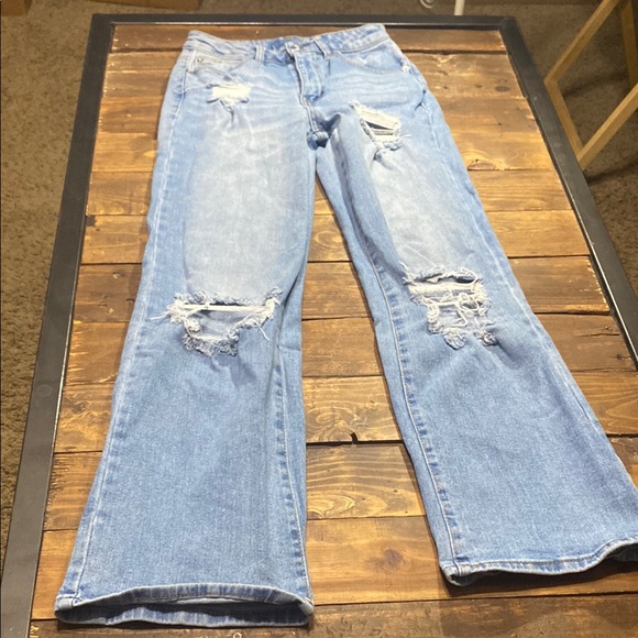 Rue21 Blue Flare Wide Leg Jeans with Distressed Details - Picture 4 of 10